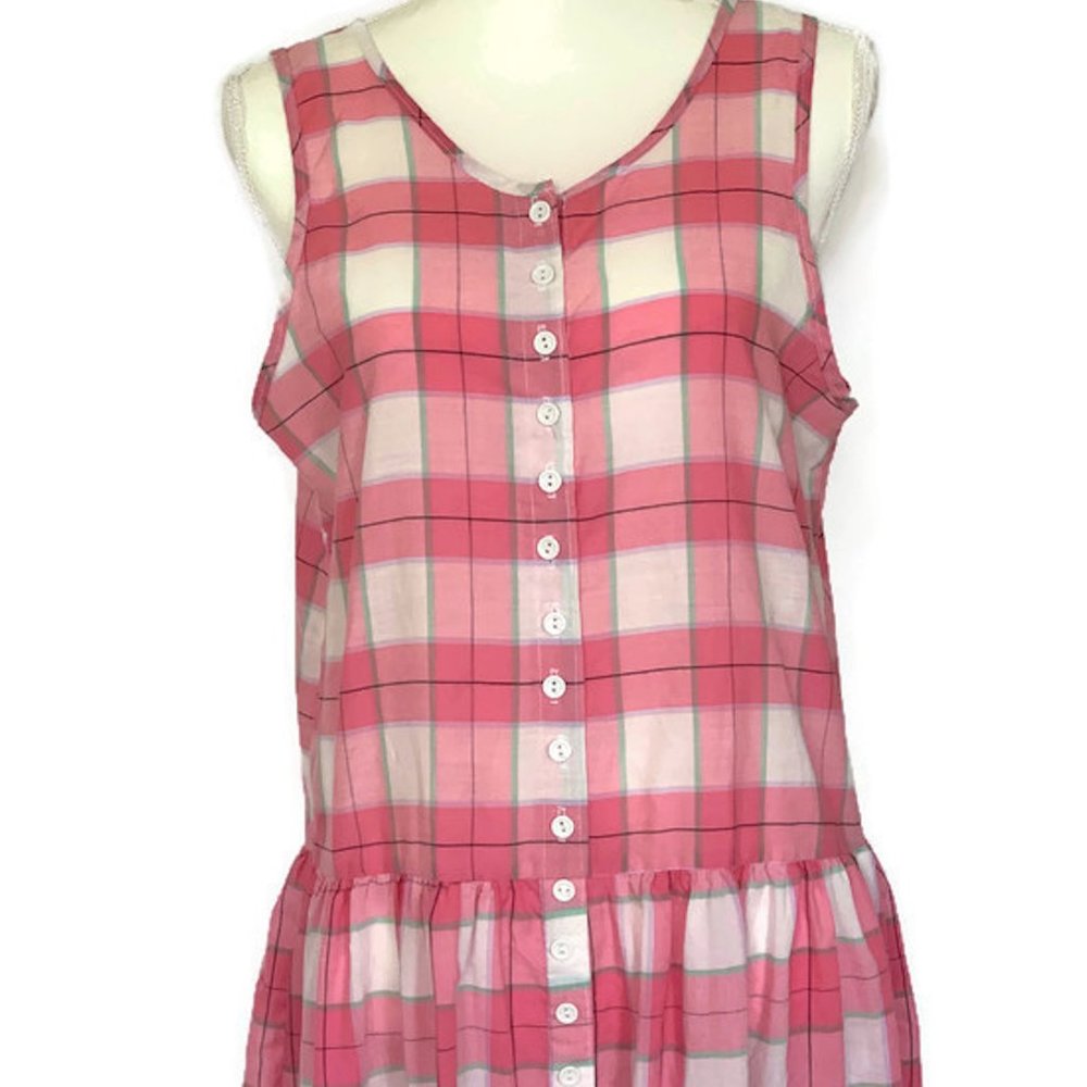 Laura Smith Pink and White Gingham Dress.
